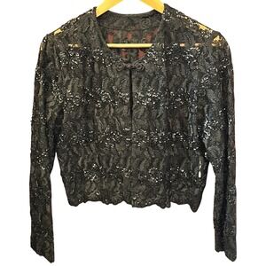 Vintage 90s KOI Sequin Lace Bolero Jacket Glam Whimsigoth Regencycore Romantic